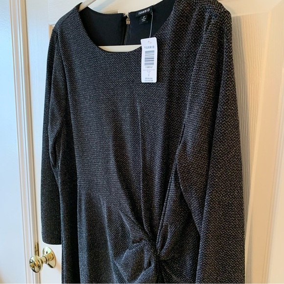 Torrid Metallic and Black Sparkly Side Knot Dress - Picture 4 of 9